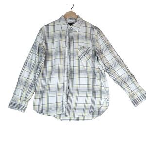 Rag & Bone Fit 3 Regular Fit Beach Shirt Plaid Ivory Grey Yellow Men's Small